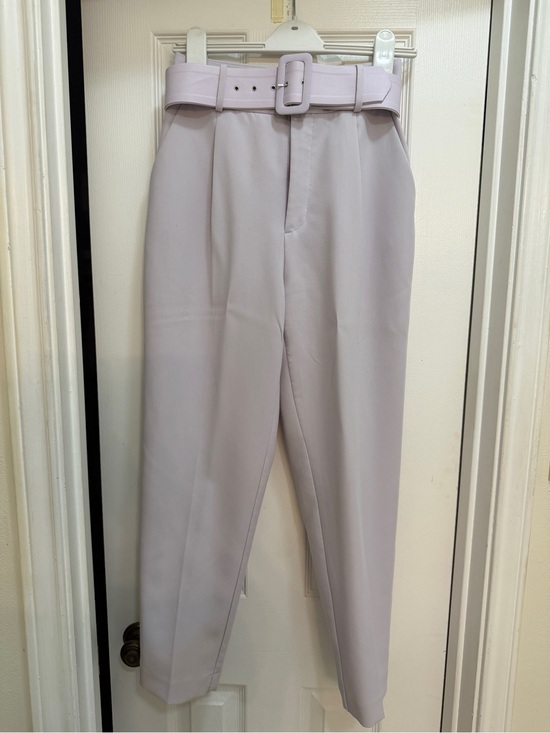 Zara Pants - Zara Light Lavender High-Waist Belted Straight-Leg Pants